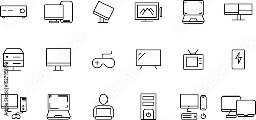 Collection of Retro Computer and Electronics Line Icons  Perfect for Websites, Apps, and More!