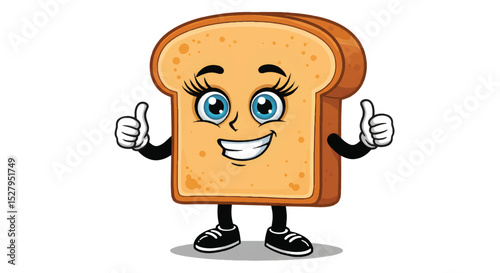 Cheerful Slice of Bread Cartoon Giving Thumbs Up