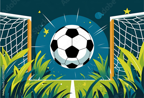 soccer ball in goal net