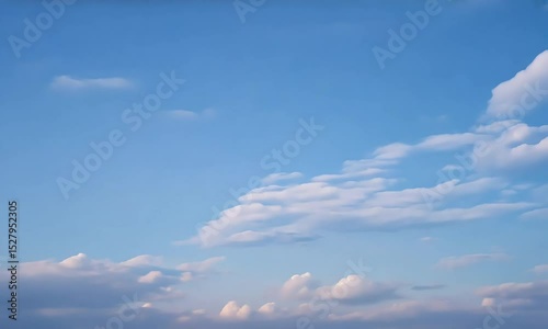Wide Angle Static Shot of Blue Sky and Clouds: Peaceful and Serene Nature Stock Video
