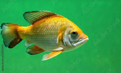 Beautiful Yellow Fish Swimming: Graceful Underwater Animal Stock Video
