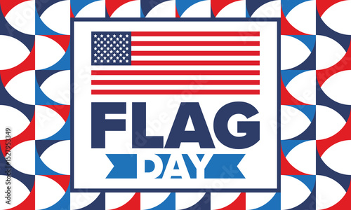 National Flag Day in United States. Holiday celebrated annual June 14 in USA. Patriotic style design with american flag. Poster, greeting card, banner and background. Vector illustration