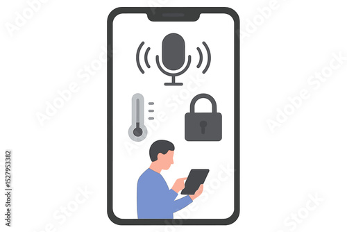 Using smartphone for controlling home functions with voice command and security options available