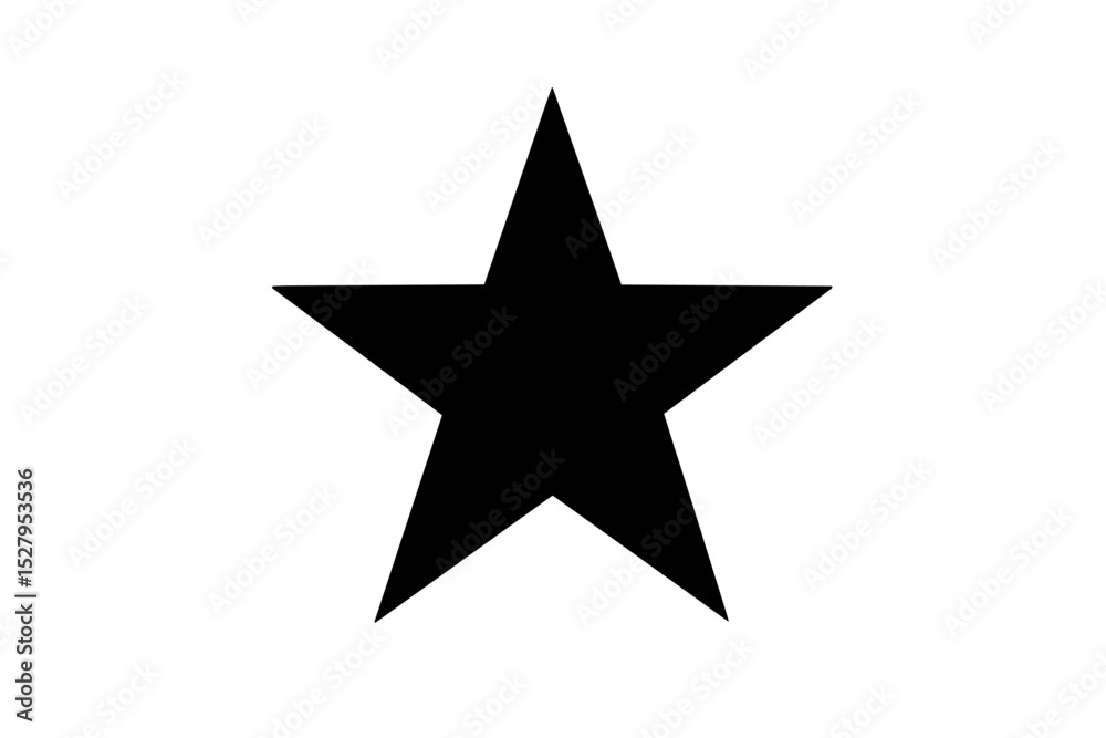 Fototapeta premium Black five point star isolated on white background simple shape drawing