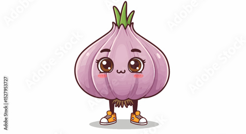 Cute Cartoon Garlic Clove Character with a Happy Face

