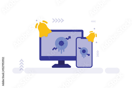 Vector illustration of desktop and mobile app trading notification