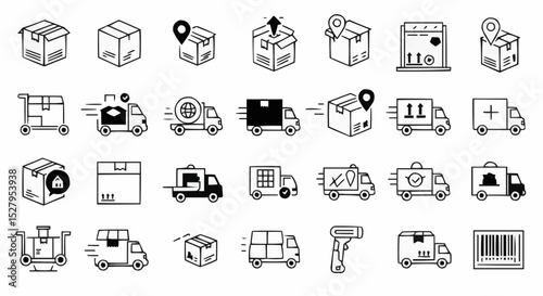 Transportation vehicle business travel vector icons set