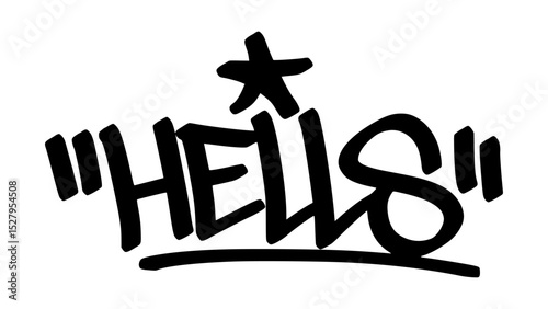Graffiti tag text "Hells" in bold street handstyle. Urban graffiti lettering with fierce and rebellious energy. Vector design perfect for streetwear merch, edgy fashion, and urban culture branding.
