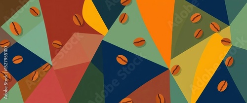 Geometric minimalist coffee bean pattern with abstract shapes, graphic, package