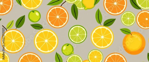 Geometric lemon, lime, orange citrus fruit pattern Minimalist vector illustration,   minimal pattern,  artwork