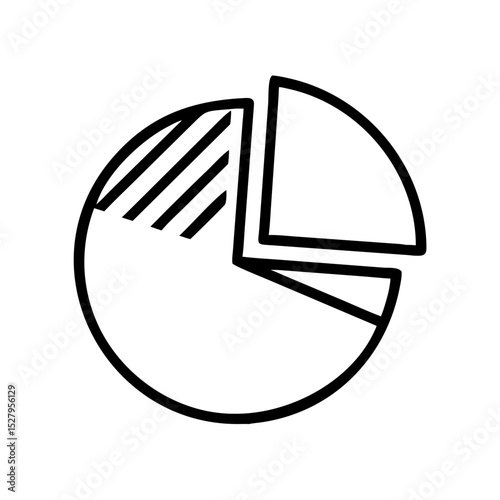 Minimal line icon of a pie chart with segmented data, representing analytics, statistics, and business data visualization.
