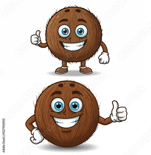 Happy Cartoon Coconut Character Giving Thumbs Up

