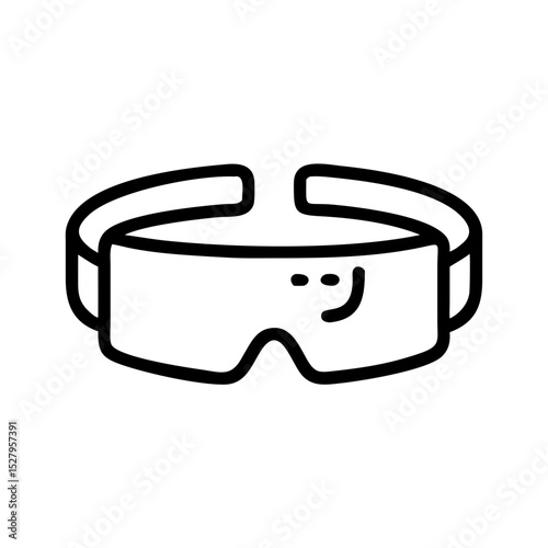 Black outline of futuristic AR glasses, representing augmented reality, smart eyewear, and wearable display technologies.
