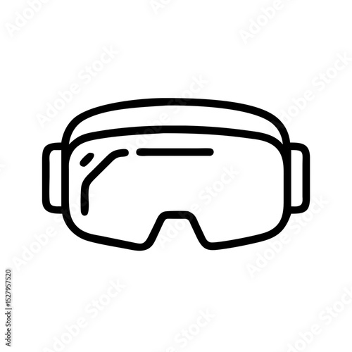 Line icon of VR goggles, representing virtual reality technology, immersive experiences, and digital simulation gear.

