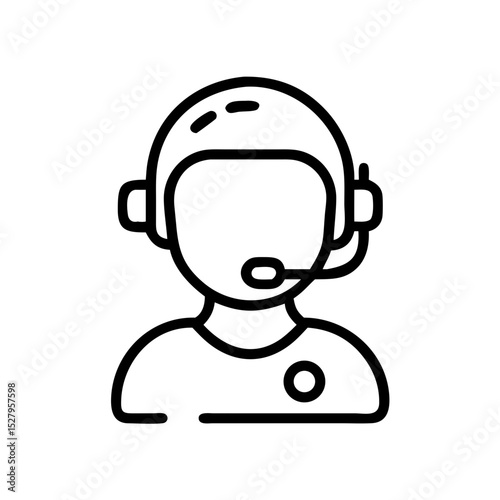 Outline of a person wearing a headset, representing customer support, call centers, or virtual communication services.
