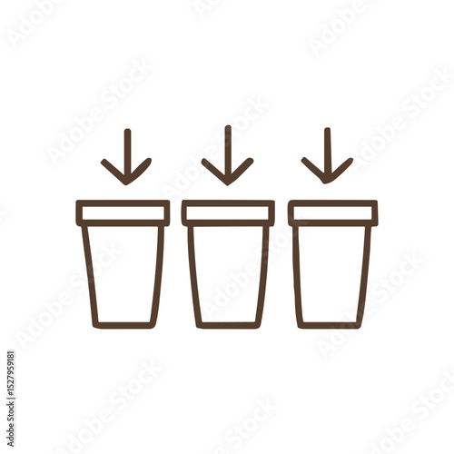 Three containers receiving from above. Icon symbol illustration