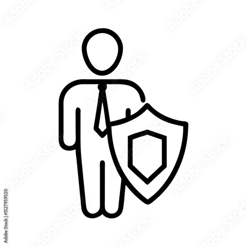 A person icon with a shield representing security and protection
