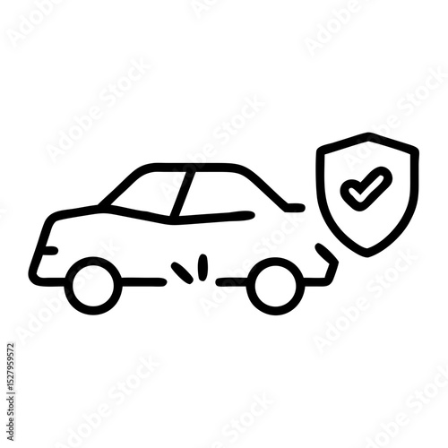 Car insurance symbol, vehicle coverage and protection represented by a shield with a check mark