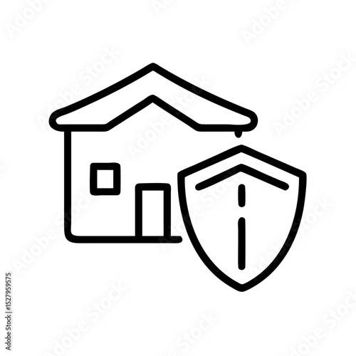 Home protection concept: A house icon is shielded by a protective shield. It symbolizes security and safety. 