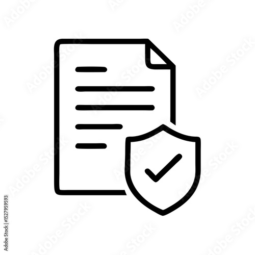 Secure Document with Shield: Illustration of a document with a shield overlaid, symbolizing protection and security
