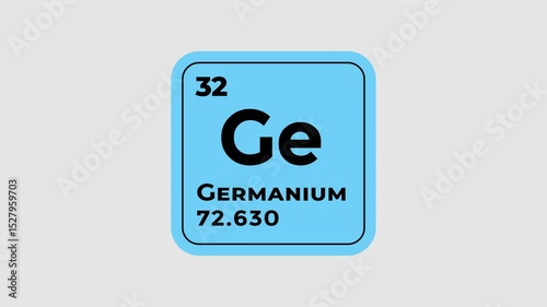 Germanium, chemical element of the periodic table graphic animation. Alpha channel. Transparent background motion design. 4K resolution