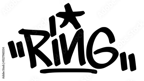 Graffiti tag “Ring” in bold urban handstyle. Stylish vector lettering perfect for jewelry merch, fashion branding, or modern accessories and lifestyle design.
