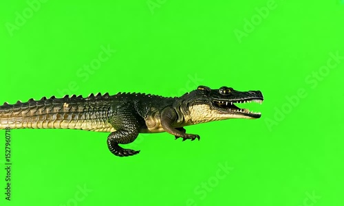 Alligator on Green Screen: Crocodile Isolated Chroma Key Footage