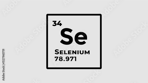 Selenium, chemical element of the periodic table graphic animation. Alpha channel. Transparent background motion design. 4K resolution