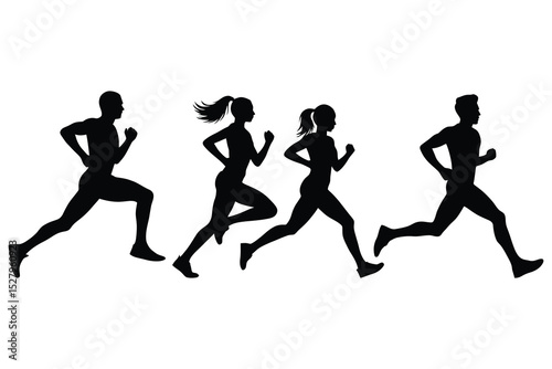 Silhouette Runners Illustration – Jogging, Fitness, and Training Graphic