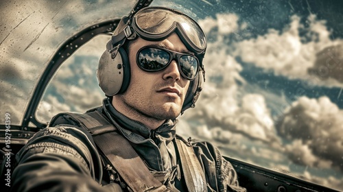 A pilot confidently handling a turbulent flight, representing imperturbable focus under pressure