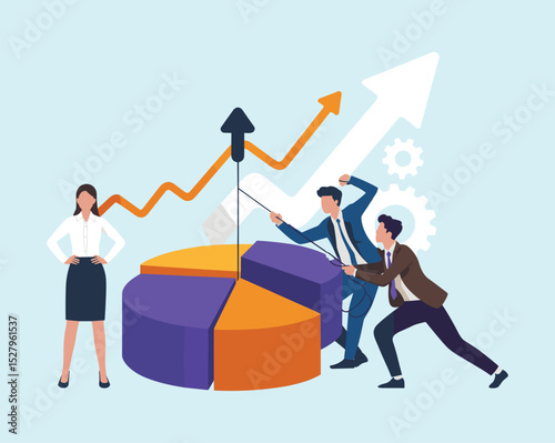 "Team Working Together to Drive Business Growth: Illustration of Collaboration, Strategy, and Success in a Professional Setting"