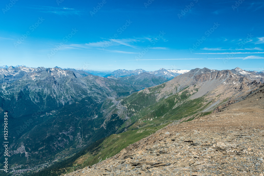 Obraz premium View bellow Rocciamelone hill summit in Graian Alps in Italy near borders with France