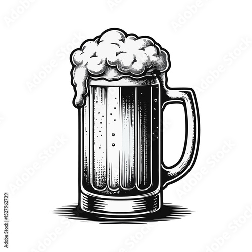 Beer engrave black white logo icon illustration black white