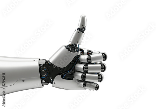 Isolated Robotic Hand Giving a Thumbs Up for Approval and Success
