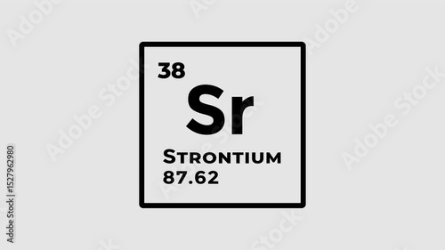 Strontium, chemical element of the periodic table graphic animation. Alpha channel. Transparent background motion design. 4K resolution
