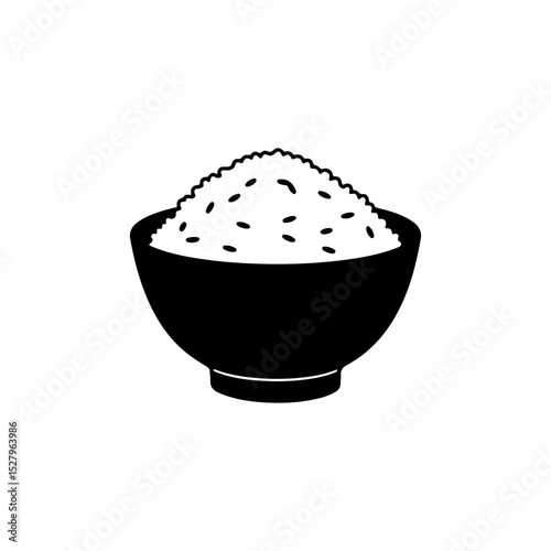 Rice Bowl silhouette vector flat illustration design.