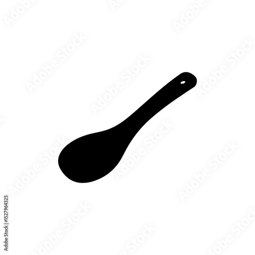 Rice spoon silhouette vector flat illustration design.