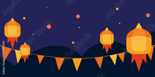 A magical beautiful glowing warm and bright floating cartoon video background scene vector illustration