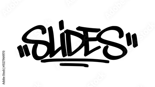 Graffiti tag “Slides” in bold street handstyle. Urban vector lettering perfect for summer footwear merch, casual fashion branding, and relaxed streetwear lifestyle design.
