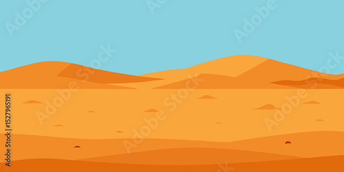 A cracked barren and hot desolate dry desert floor cartoon video background scene vector illustration