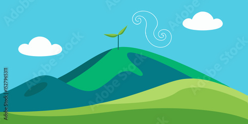 A blustery barren and remote desolate windy hill cartoon video background scene vector illustration