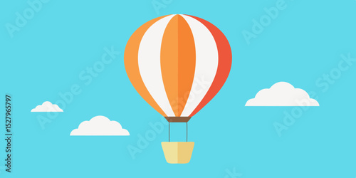 A colorful festive flying hot air balloon ride cartoon video background scene vector illustration