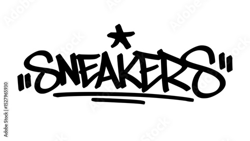 Graffiti tag “Sneakers” in bold street handstyle. Urban vector lettering perfect for sneaker merch, streetwear branding, and modern footwear lifestyle graphics.
