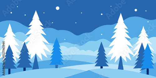 A peaceful white winter landscape snowy forest cartoon video background scene vector illustration