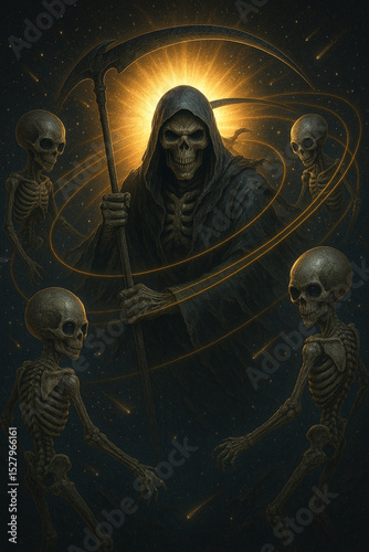 Death Deity in Space with Golden Aura
