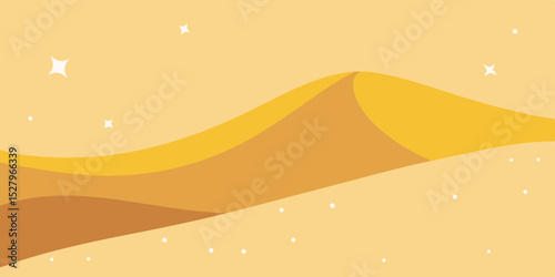 A hot golden bright windy shimmering sand cartoon video background scene vector illustration