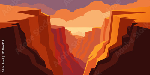 A sheer vertical imposing grand canyon cliff cartoon video background scene vector illustration