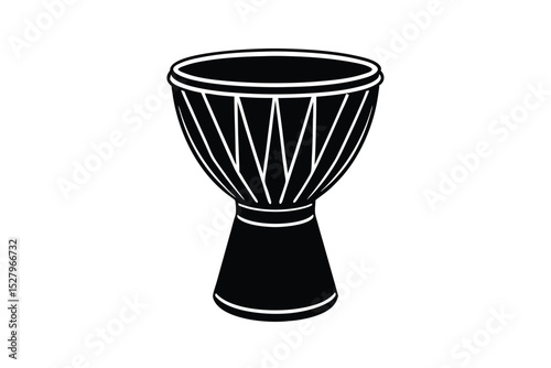 vector of a djembe drum in black silhouette.eps