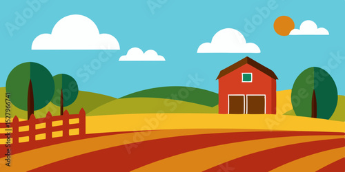 Charming Rustic Farmland Animation Cartoon Video Background Vector Scene