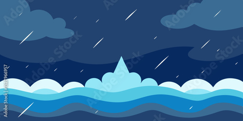 Dramatic Stormy Ocean Animation Cartoon Video Background Vector Art